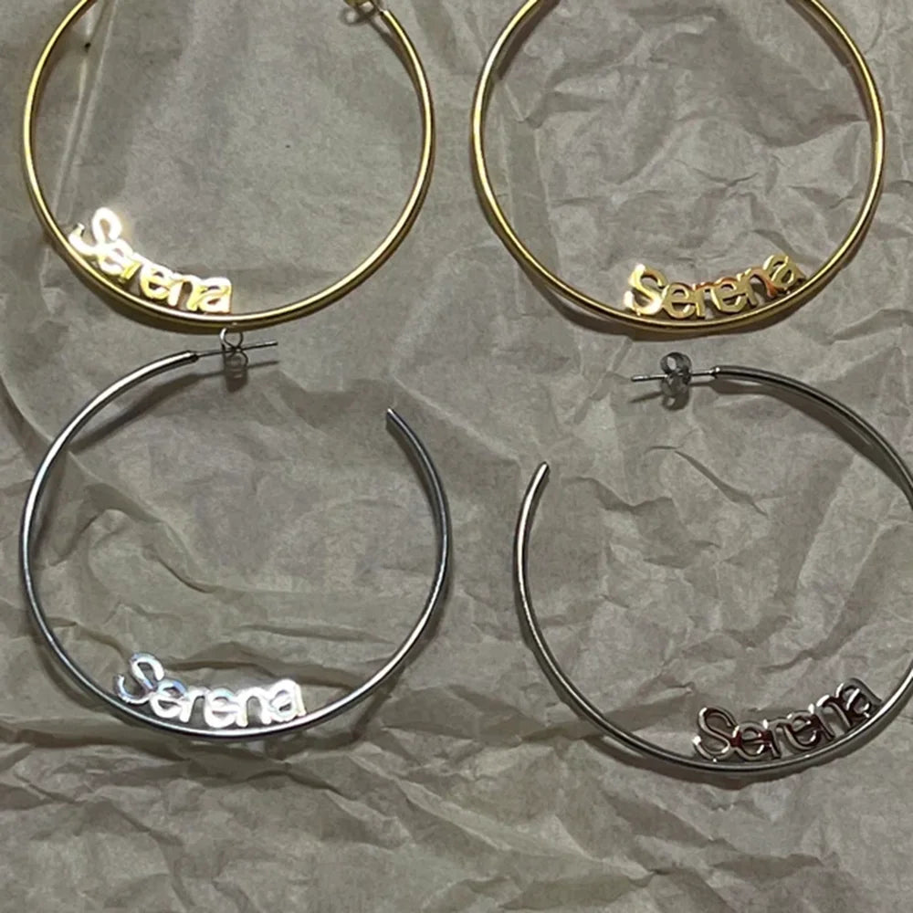 Personalised Name C Hoop Earrings