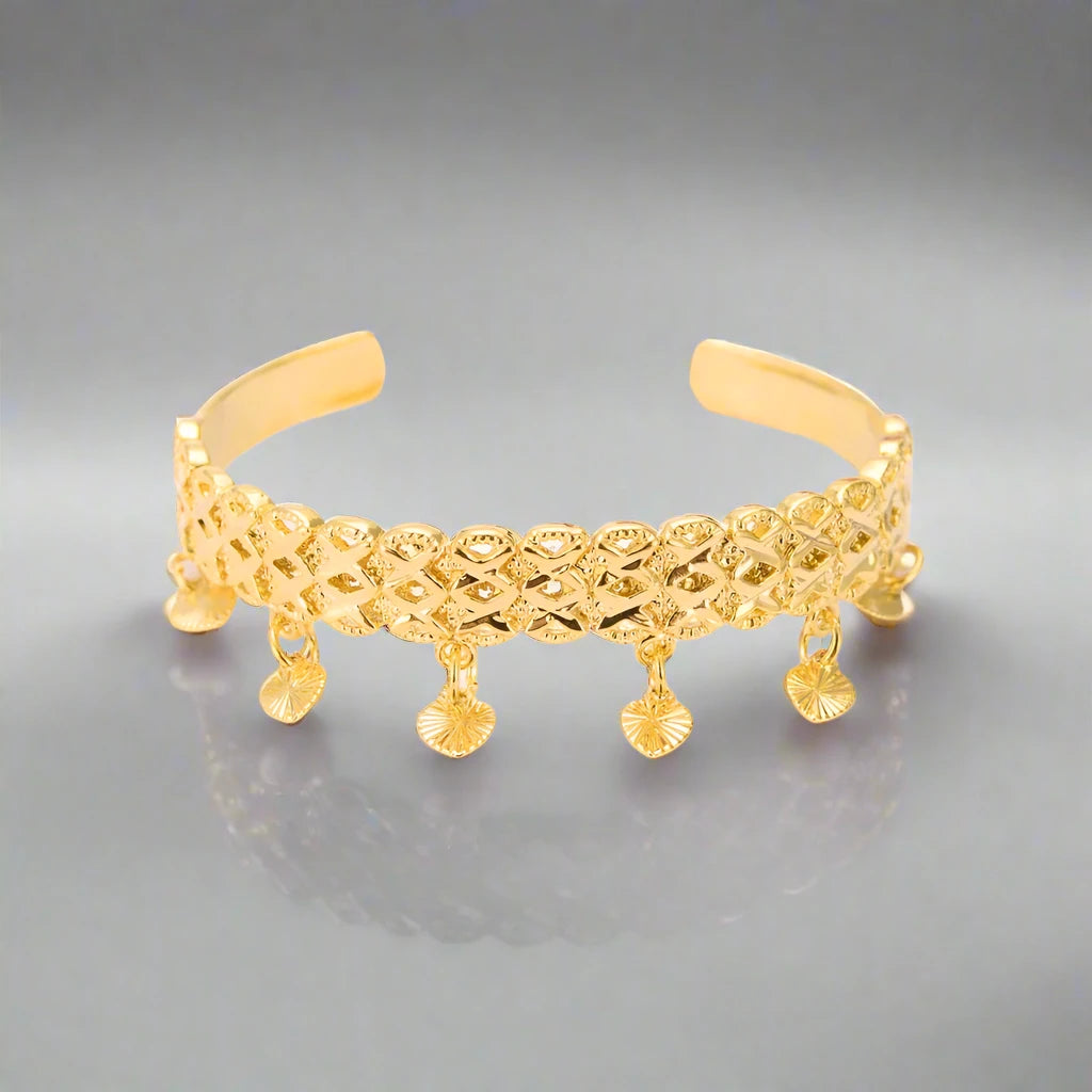 24K Gold Plated Kids Cute Heart Bangles Baby bracelets