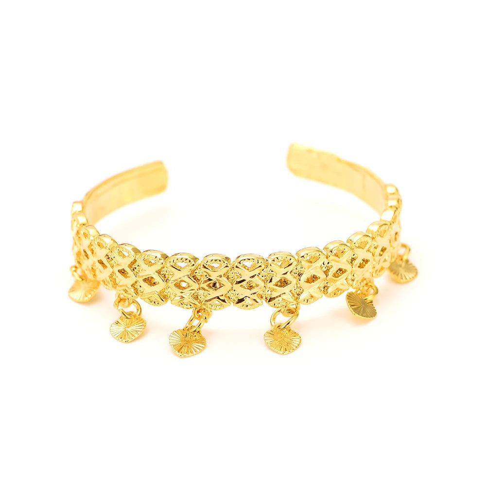 24K Gold Plated Kids Cute Heart Bangles Baby bracelets