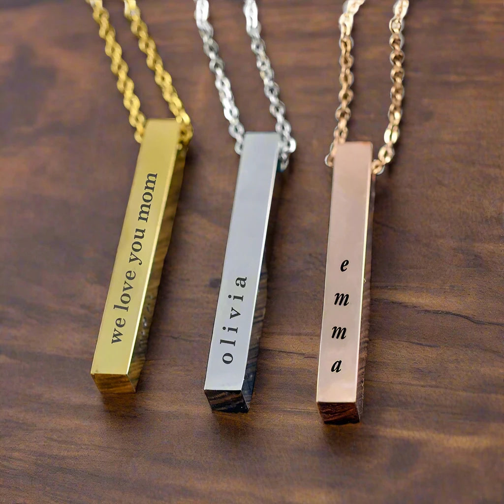 Personalised Engrave Rectangle Pendant Necklace